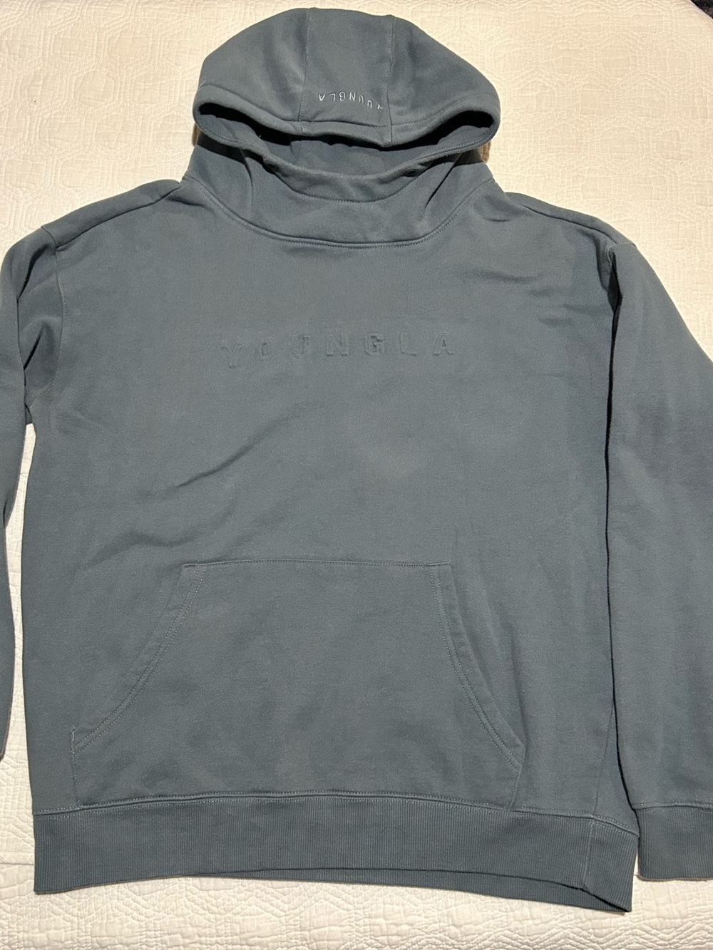 YoungLA Slate Blue Hoodie with Embossed Logo Size Large
